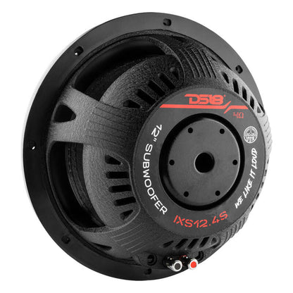 DS18 12in 800 Watts RMS 4 ohm SVC Shallow Mount Fiber Glass Subwoofer IXS Series