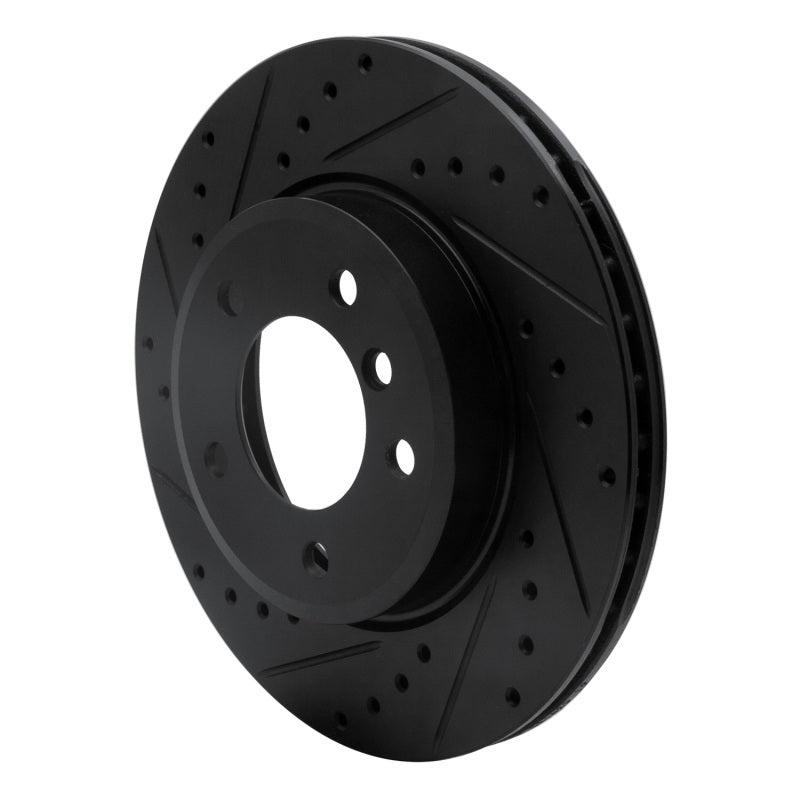 R1 Concepts R1 99-08 BMW 325XI Front Left Drilled & Slotted Black Brake Rotor