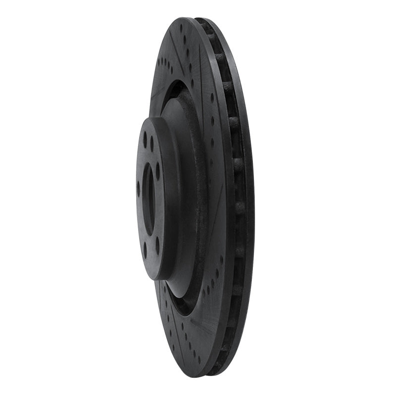 R1 Concepts R1 05-11 Audi A6 Quattro Rear Right Drilled & Slotted Black Brake Rotor