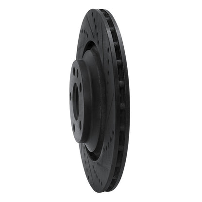 R1 Concepts R1 05-11 Audi A6 Quattro Rear Right Drilled & Slotted Black Brake Rotor