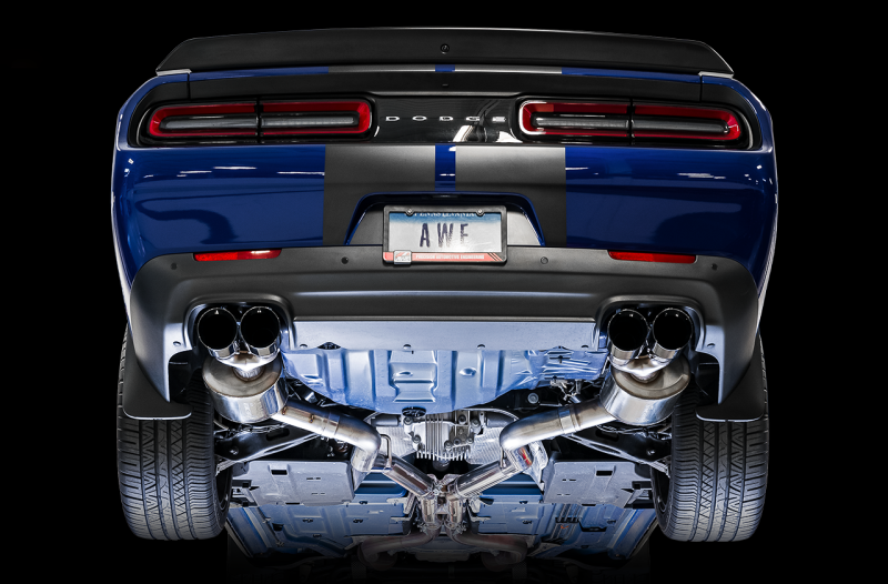 AWE Tuning 2017+ Challenger 5.7 Touring Edition Exhaust - Non-Resonated - Diamond Black Quad Tips