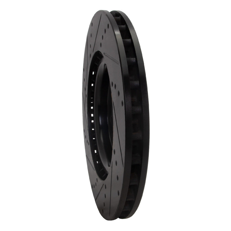 R1 Concepts R1 08-15 Mitsubishi Lancer Front Right Drilled & Slotted Black Brake Rotor