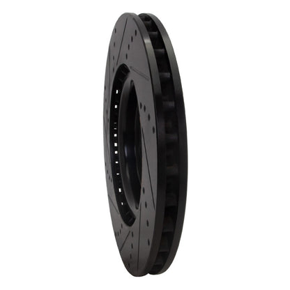 R1 Concepts R1 08-15 Mitsubishi Lancer Front Right Drilled & Slotted Black Brake Rotor
