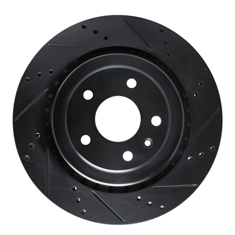 R1 Concepts R1 14-19 Chevrolet Corvette Rear Right Drilled & Slotted Black Brake Rotor