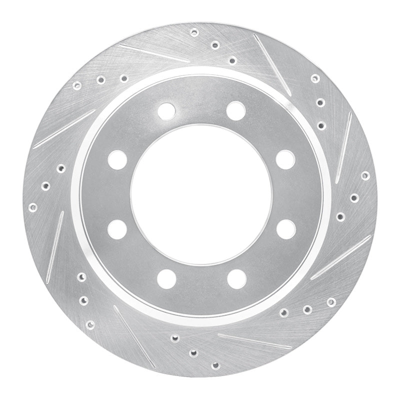 R1 Concepts R1 08-25 Ford E-350 Super Duty Rear Right Drilled & Slotted Silver Brake Rotor
