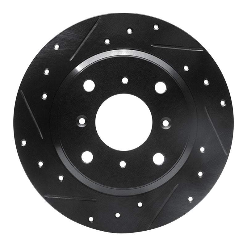 R1 Concepts R1 86-96 Acura Legend Rear Left Drilled & Slotted Black Brake Rotor
