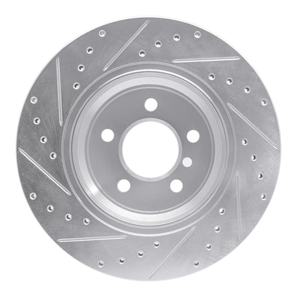 R1 Concepts R1 02-06 BMW X5 Rear Right Drilled & Slotted Silver Brake Rotor
