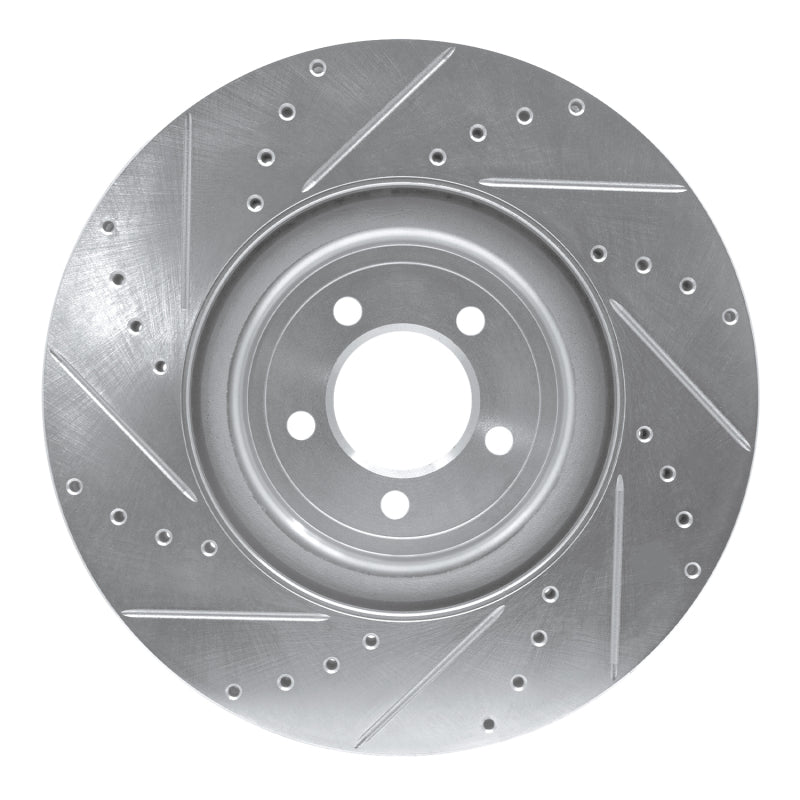 R1 Concepts R1 06-21 Jaguar XKR Front Right Drilled & Slotted Silver Brake Rotor
