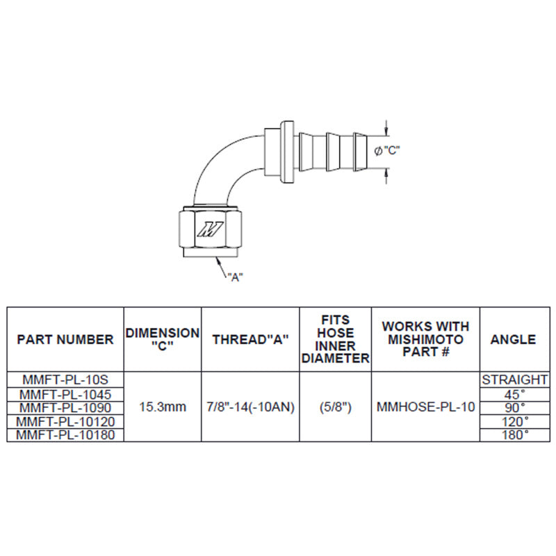 Mishimoto 45-Degree Push Lock Fitting -10AN