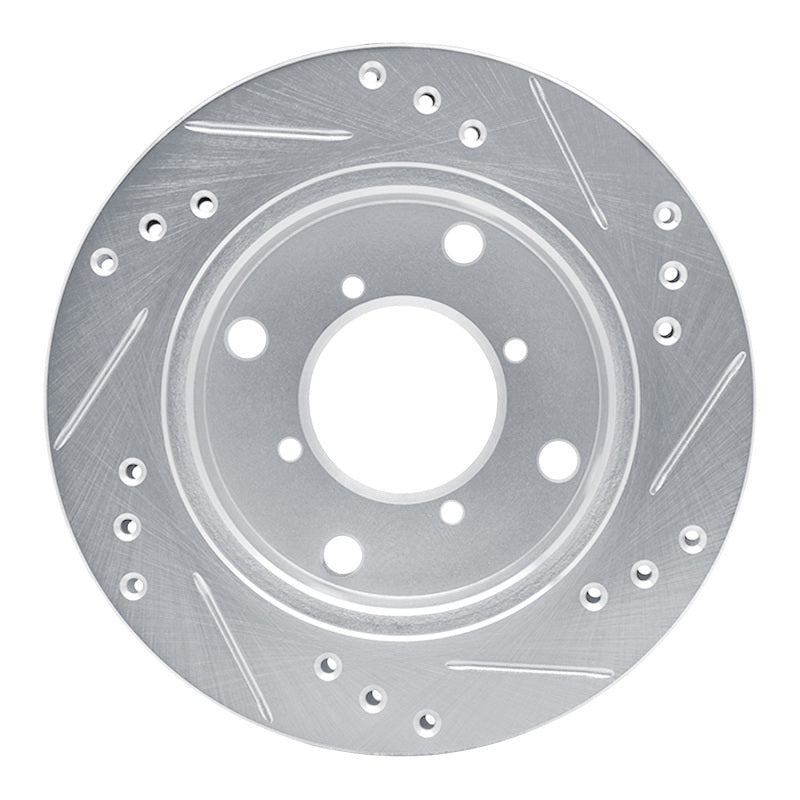 R1 Concepts R1 89-01 Chevrolet Metro Front Left Drilled & Slotted Silver Brake Rotor