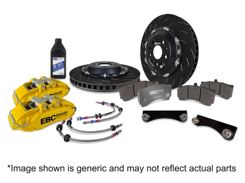 EBC Racing 17-21 Honda Civic Type-R (FK8) Yellow Apollo-6 Calipers 380mm Rotors Front Big Brake Kit