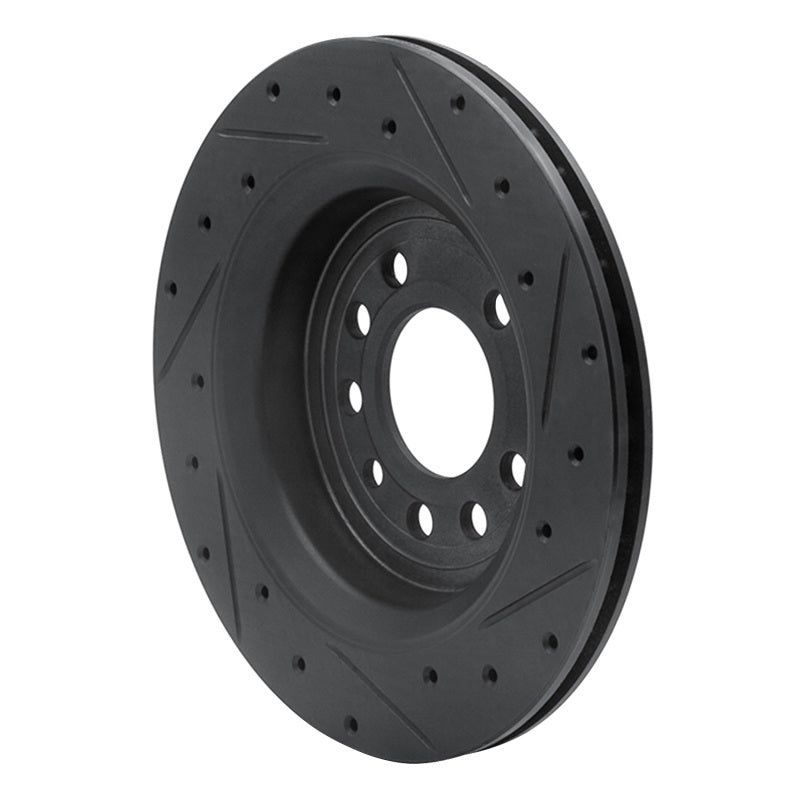 R1 Concepts R1 08-11 Saab 9-3 Rear Left Drilled & Slotted Black Brake Rotor