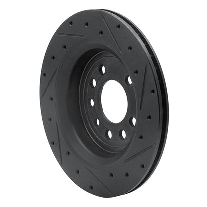 R1 Concepts R1 08-11 Saab 9-3 Rear Left Drilled & Slotted Black Brake Rotor