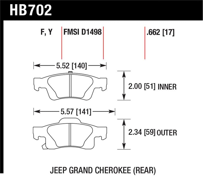 Hawk Performance Hawk 11-12 Dodge Durango / 11-12 Jeep Grand Cherokee LTS Rear Street Brake Pads