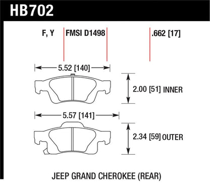 Hawk Performance Hawk 11-12 Dodge Durango / 11-12 Jeep Grand Cherokee LTS Rear Street Brake Pads
