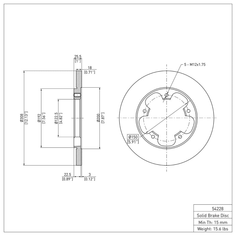 DFC 15-25 Ford Transit-350/SRW Rear Brake Rotor