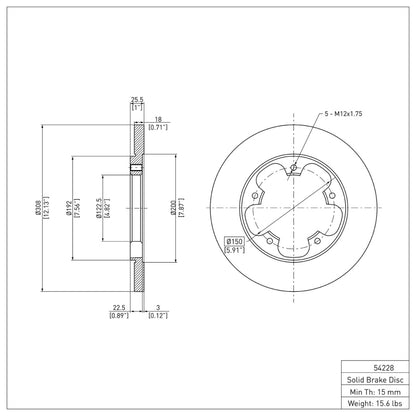 DFC 15-25 Ford Transit-350/SRW Rear Brake Rotor
