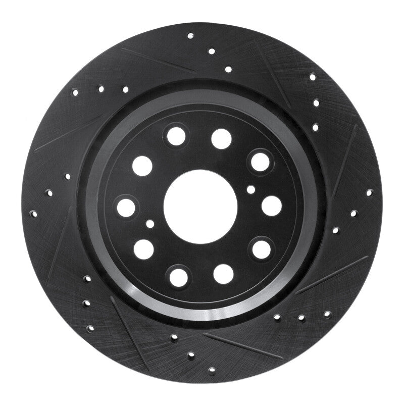 R1 Concepts R1 07-17 Lexus LS460 Rear Right Drilled & Slotted Black Brake Rotor
