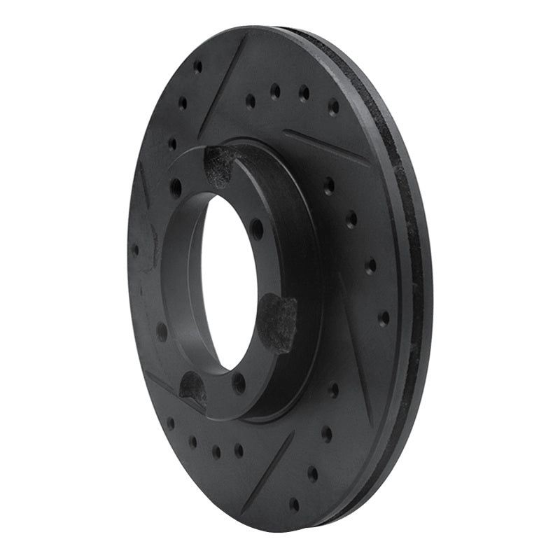 R1 Concepts R1 87-99 Hyundai Scoupe Front Left Drilled & Slotted Black Brake Rotor