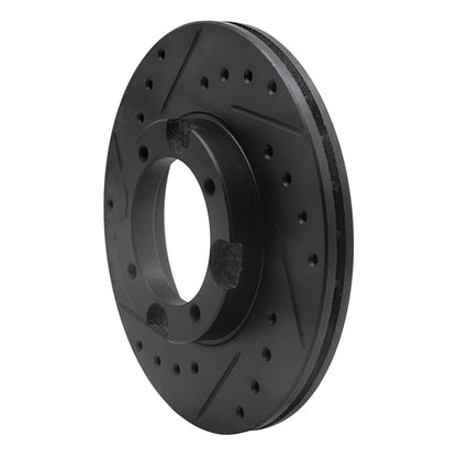 R1 Concepts R1 87-99 Hyundai Scoupe Front Left Drilled & Slotted Black Brake Rotor