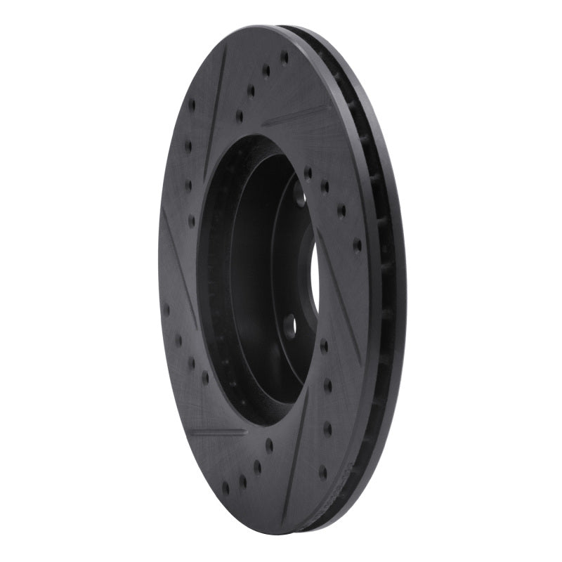 R1 Concepts R1 94-02 Mazda Miata Front Right Drilled & Slotted Black Brake Rotor