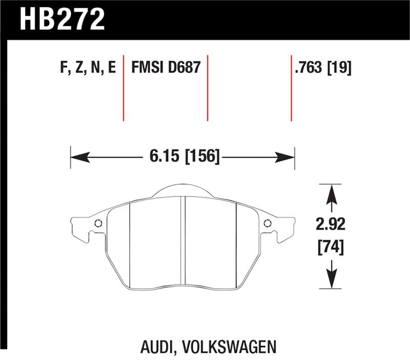 Hawk Performance Hawk 00-06 Audi TT/TT Quattro / 96-06 VW (Various) HPS Street Front Brake Pads