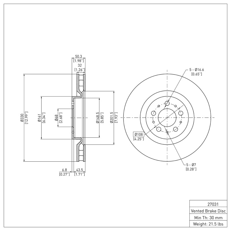 DFC 04-07 Volvo S60/V70 Front GeoSPEC Coated Rotor