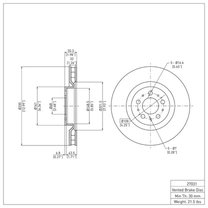DFC 04-07 Volvo S60/V70 Front GeoSPEC Coated Rotor