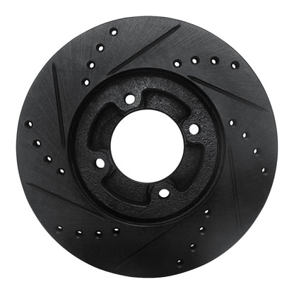 R1 Concepts R1 86-89 Toyota Van Front Right Drilled & Slotted Black Brake Rotor
