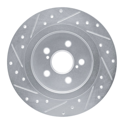 R1 Concepts R1 11-17 Lexus CT200H Rear Right Drilled & Slotted Silver Brake Rotor