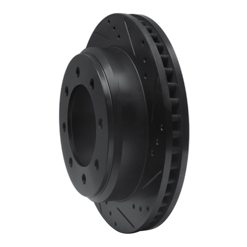R1 Concepts R1 08-25 Ford E-150 Rear Right Drilled & Slotted Black Brake Rotor
