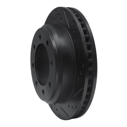 R1 Concepts R1 08-25 Ford E-150 Rear Right Drilled & Slotted Black Brake Rotor
