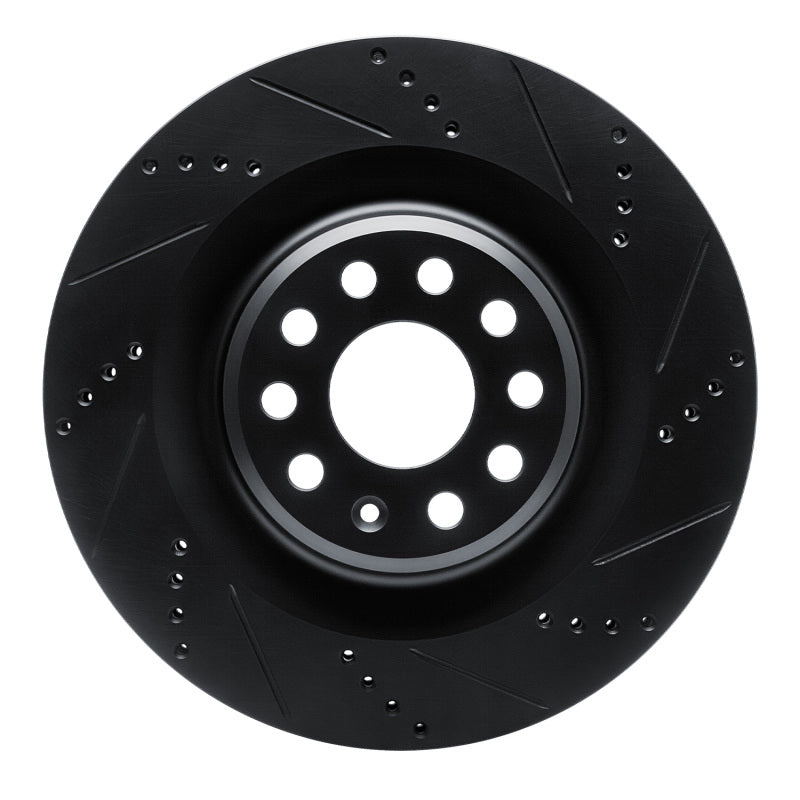 R1 Concepts R1 12-21 Tesla Model S Rear Right Drilled & Slotted Black Brake Rotor