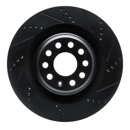 R1 Concepts R1 12-21 Tesla Model S Rear Right Drilled & Slotted Black Brake Rotor