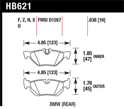 Hawk Performance Hawk 08-11 BMW 128i / 10 BMW 323i / 07-11 BMW 328i / 07-11 BMW 328XI HPS Street Rear Brake Pads