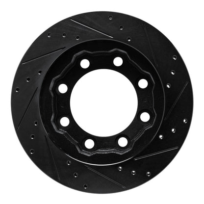 R1 Concepts R1 77-93 Chevrolet V30 & V3500 Pickup Front Left Drilled & Slotted Black Brake Rotor