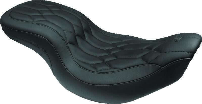 Mustang Motorcycle Mustang 08-21 Harley Electra Glide,Rd Glide,Rd King Str Glide Lowdown 1PC Seat Black Pearls - Black
