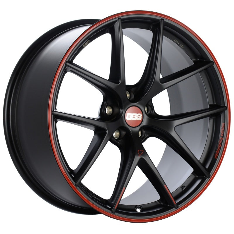 BBS CI-R Nurburgring Edition 20x9 5x112 ET25 Satin Black/Red Lip Wheel - 82mm PFS/Clip Req.