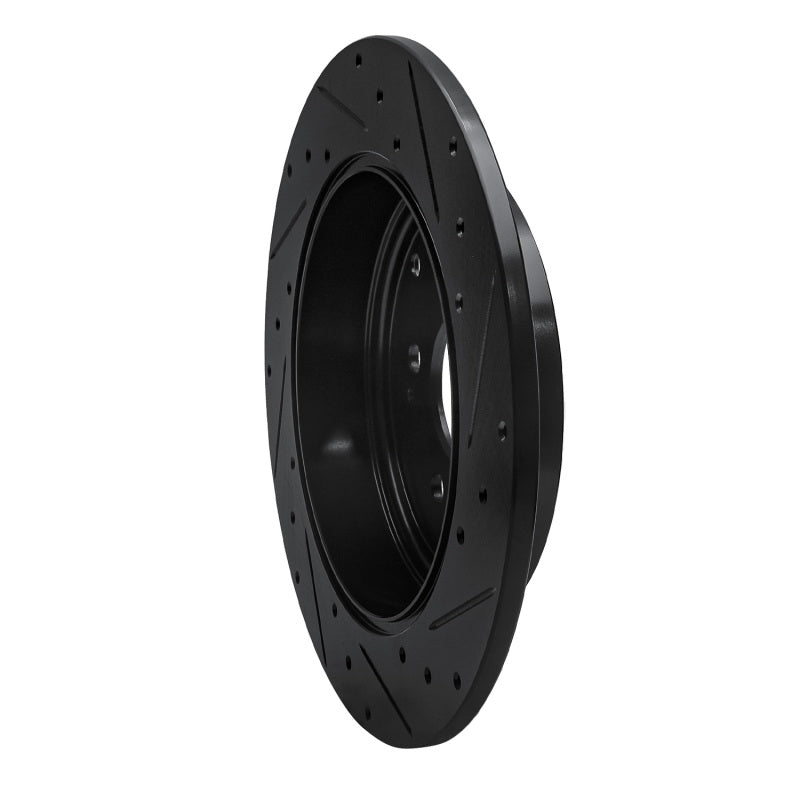 R1 Concepts R1 06-14 Honda Ridgeline Rear Left Drilled & Slotted Black Brake Rotor