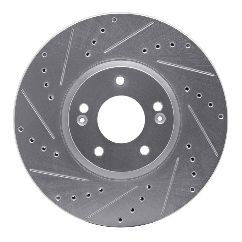 R1 Concepts R1 07-12 Hyundai Veracruz Front Left Drilled & Slotted Silver Brake Rotor
