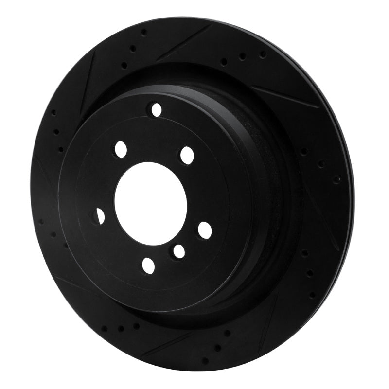 R1 Concepts R1 06-12 Land Rover Range Rover Rear Left Drilled & Slotted Black Brake Rotor