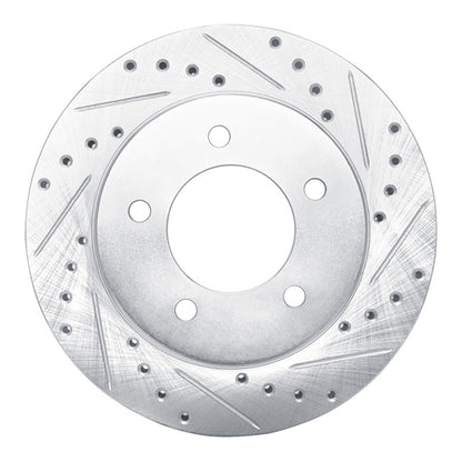 R1 Concepts R1 97-02 Ford Expedition Front Right Drilled & Slotted Silver Brake Rotor