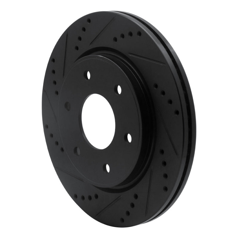 R1 Concepts R1 05-07 Infiniti QX56 Front Left Drilled & Slotted Black Brake Rotor