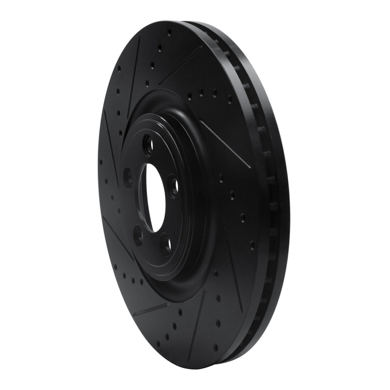 R1 Concepts R1 06-21 Jaguar F-Type Front Left Drilled & Slotted Black Brake Rotor