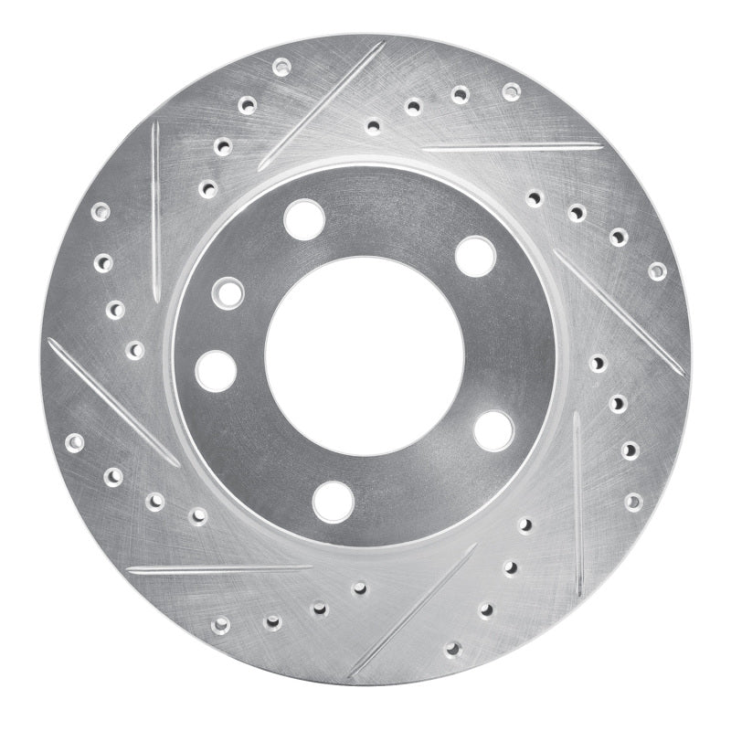 R1 Concepts R1 82-89 BMW 535I Front Left Drilled & Slotted Silver Brake Rotor