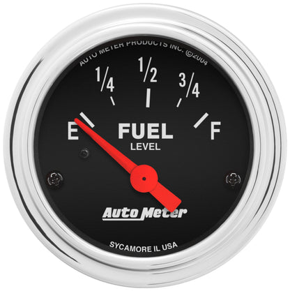 Autometer Traditional Chrome 52mm Short Sweep 0 Ohm - 90 Ohm Full Electrical Fuel Level Gauge
