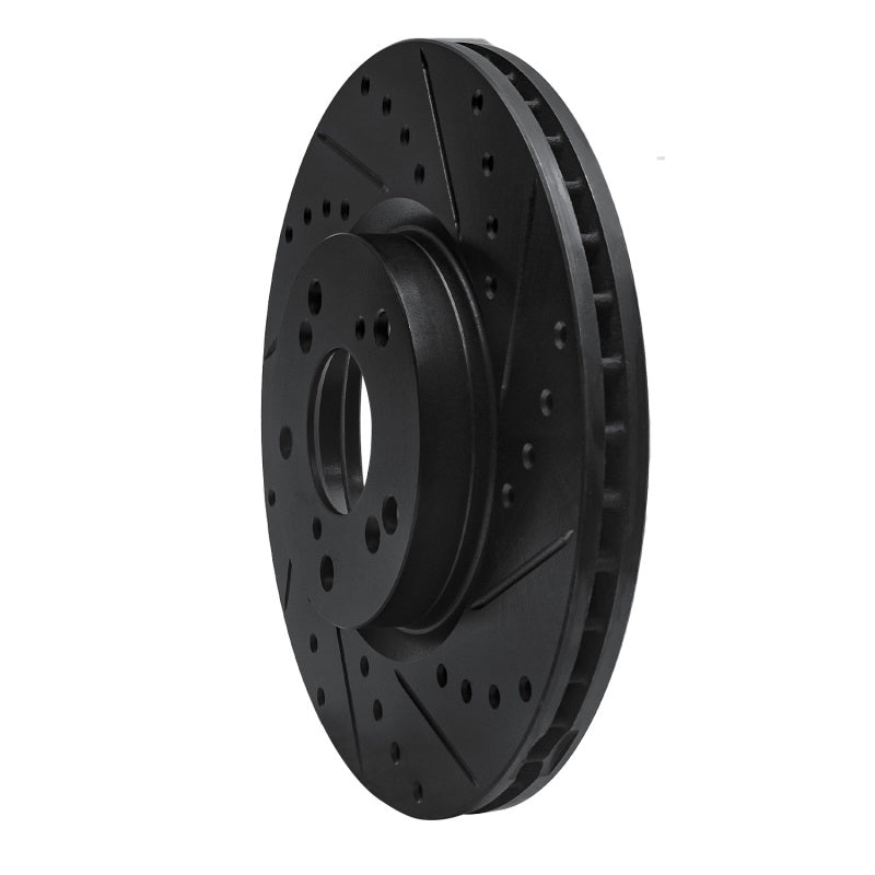 R1 Concepts R1 06-14 Honda Ridgeline Rear Right Drilled & Slotted Black Brake Rotor