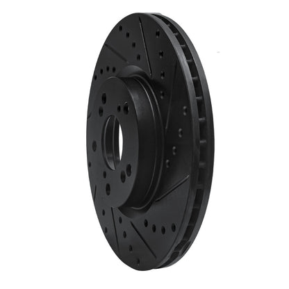 R1 Concepts R1 06-14 Honda Ridgeline Rear Right Drilled & Slotted Black Brake Rotor