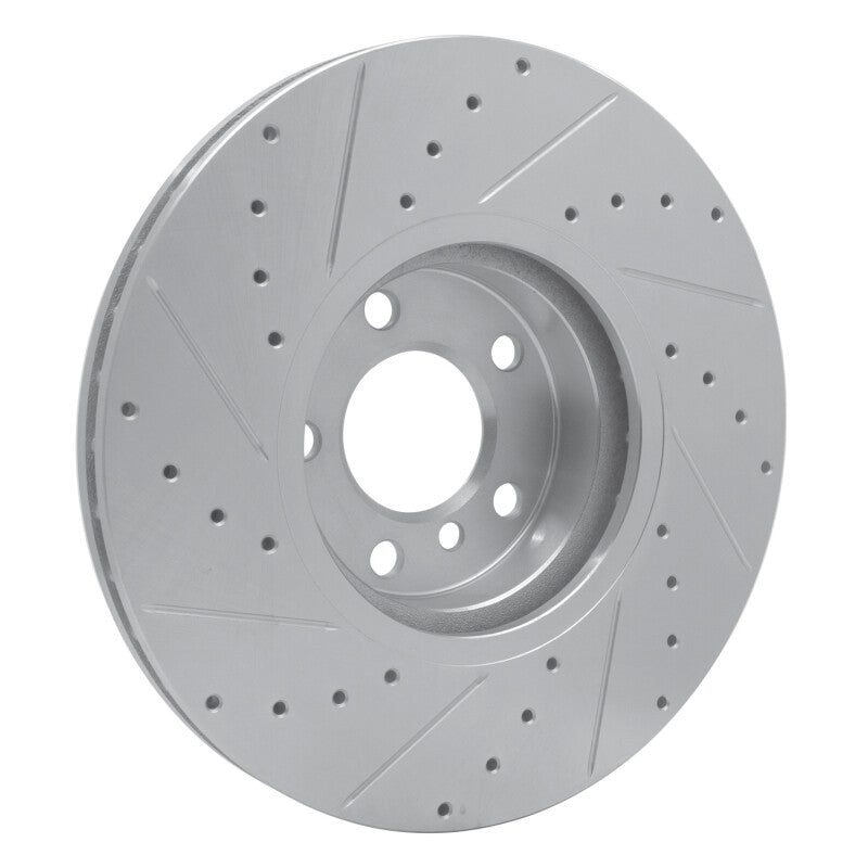 R1 Concepts R1 07-18 BMW X5 Front Right Drilled & Slotted Silver Brake Rotor