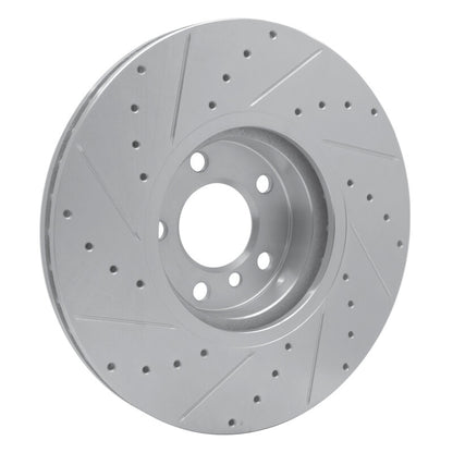 R1 Concepts R1 07-18 BMW X5 Front Right Drilled & Slotted Silver Brake Rotor